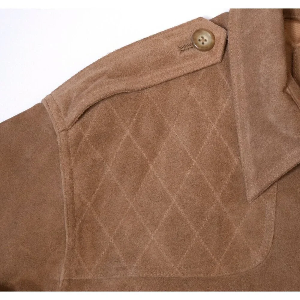 CABELA'S Outdoor Tan Suede Leather Button-Front Field/Hunting Coat/Jacket Size L